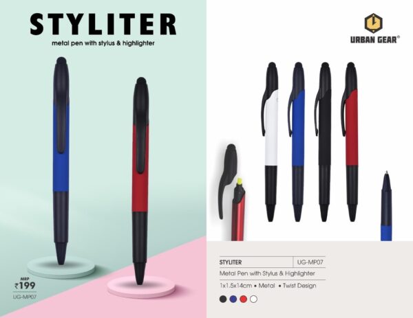 STYLITER Metal Pen With Stylus & Highlighter