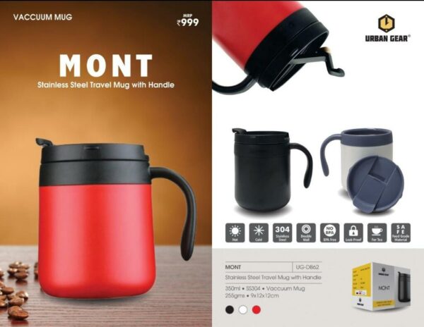Stainless Steel Travel Mug With Handle- Mont