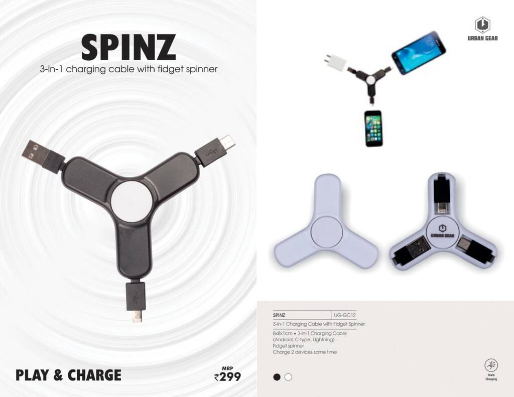 3-In-1 Charging Cable With Fidget Spinner