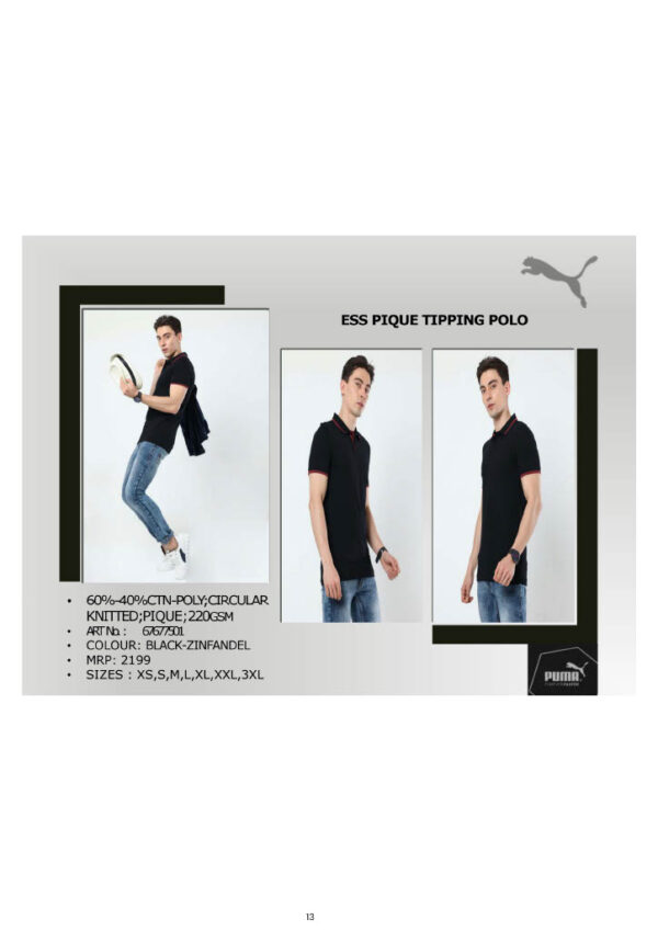 PUMA-Ess Pique Tipping Polo T-Shirt