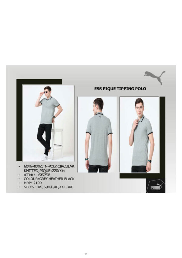 PUMA-Ess Pique Tipping Polo T-Shirt