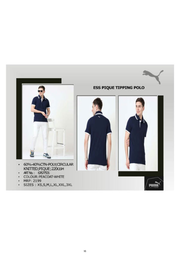 PUMA-Ess Pique Tipping Polo T-Shirt
