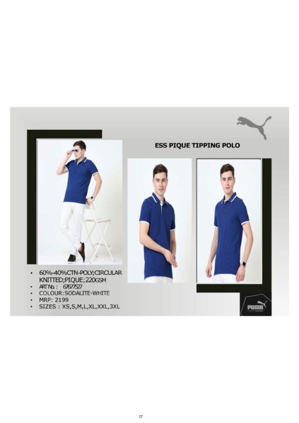 PUMA-Ess Pique Tipping Polo T-Shirt