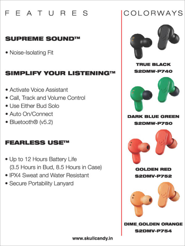 SkullCandy-Bluetooth  Earbuds - Image 2