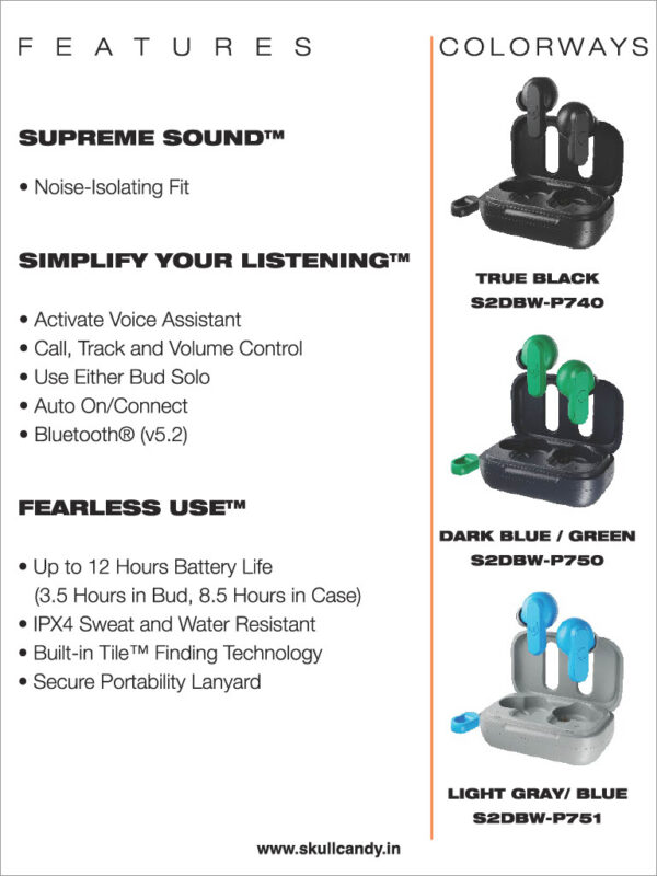 SkullCandy-Bluetooth  Earbuds - Image 2